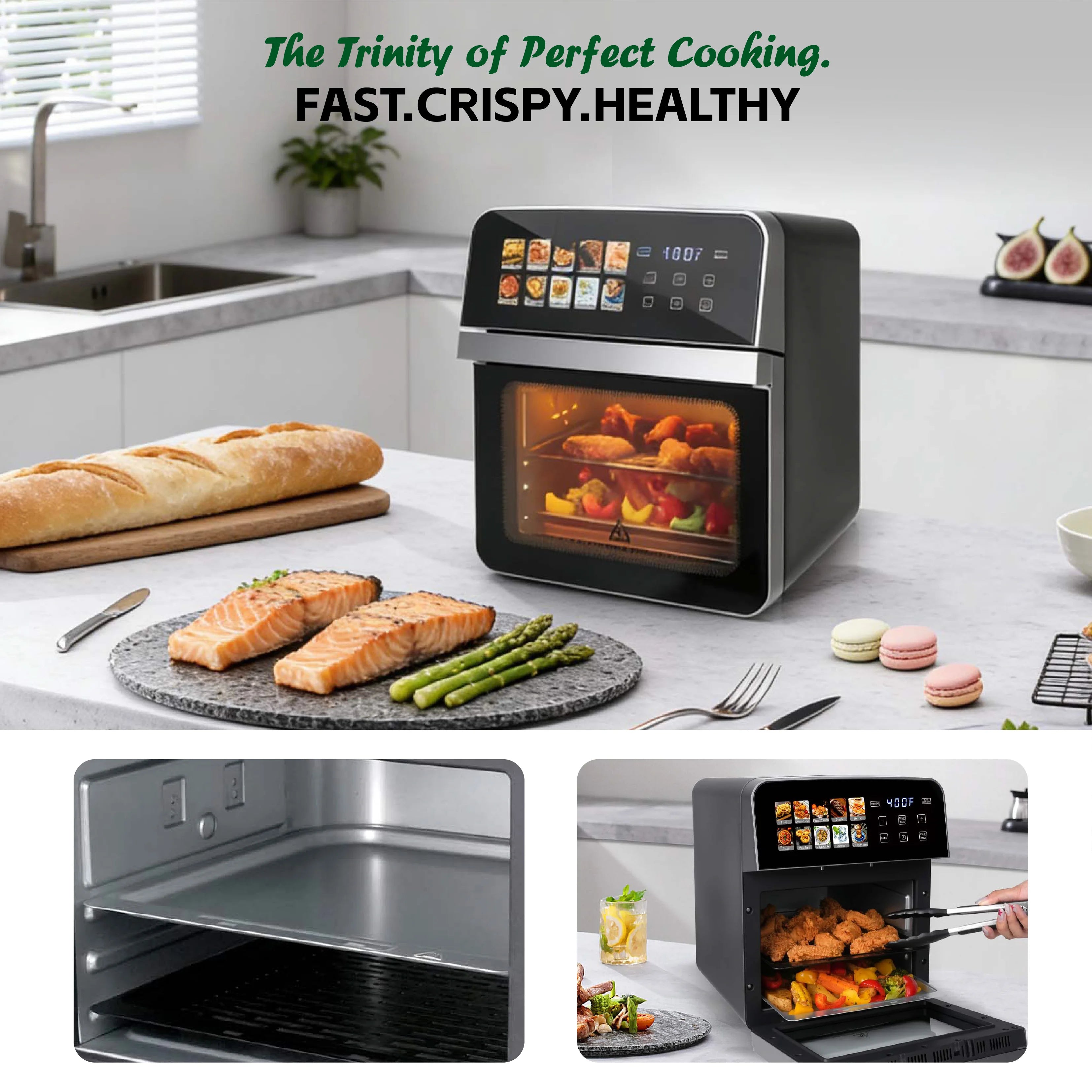 10 QT Air Fryer Toaster Oven Combo with 10 Presets