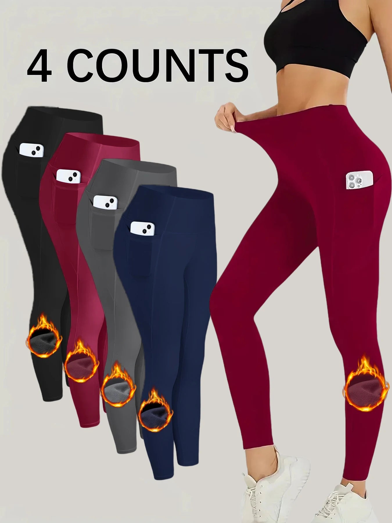 4pcs Sport High Waisted Seamless Leggings