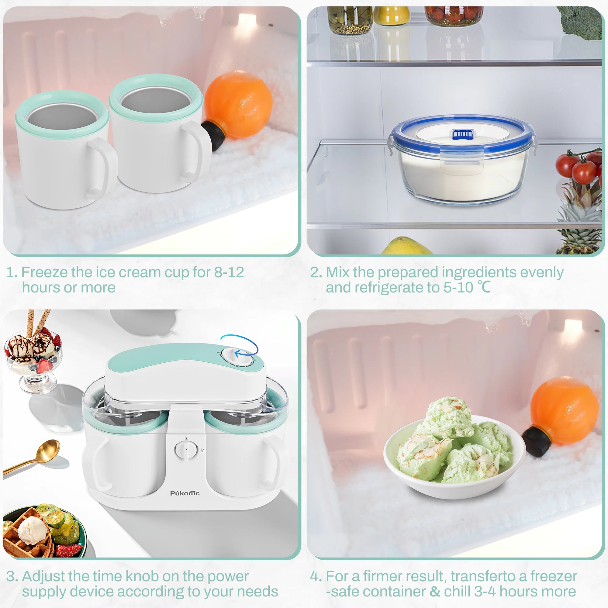 Ice Cream Maker & Popsicle Maker Dual-Cup Design