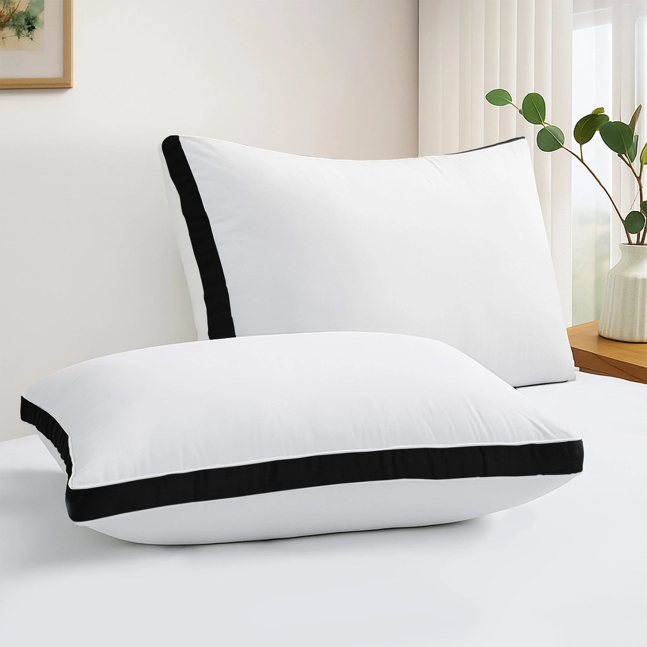 Bed Pillows- Set of 2 - Hotel Quality Gusseted Down