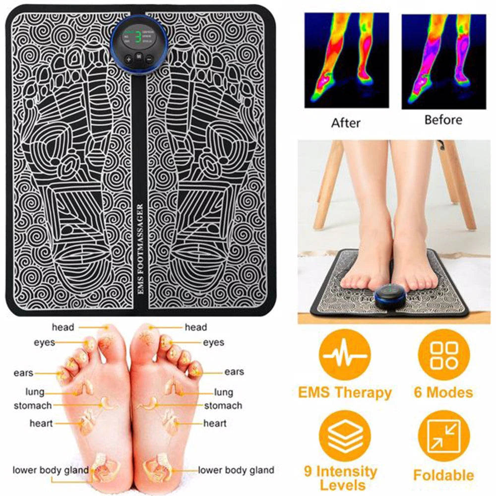 EMS Foot Massage Pad, Stimulator Massager Unit