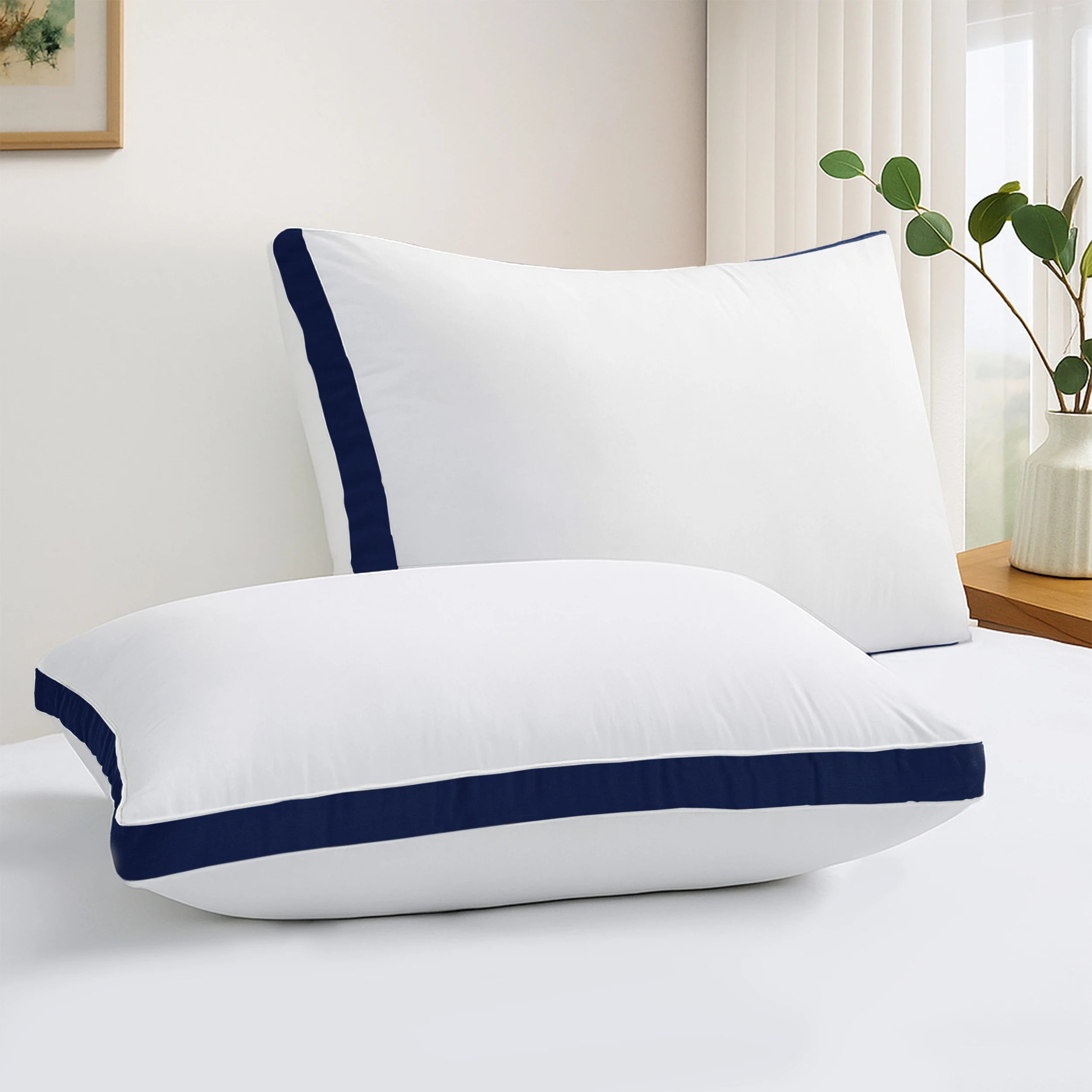 Bed Pillows- Set of 2 - Hotel Quality Gusseted Down