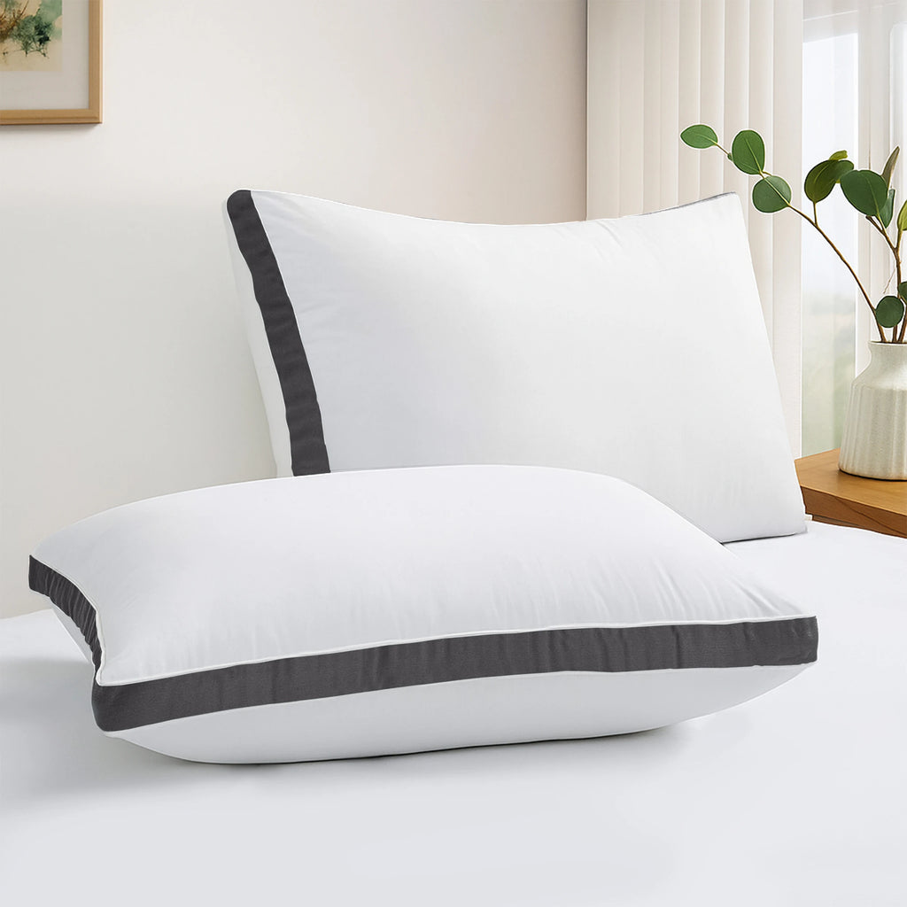 Bed Pillows- Set of 2 - Hotel Quality Gusseted Down
