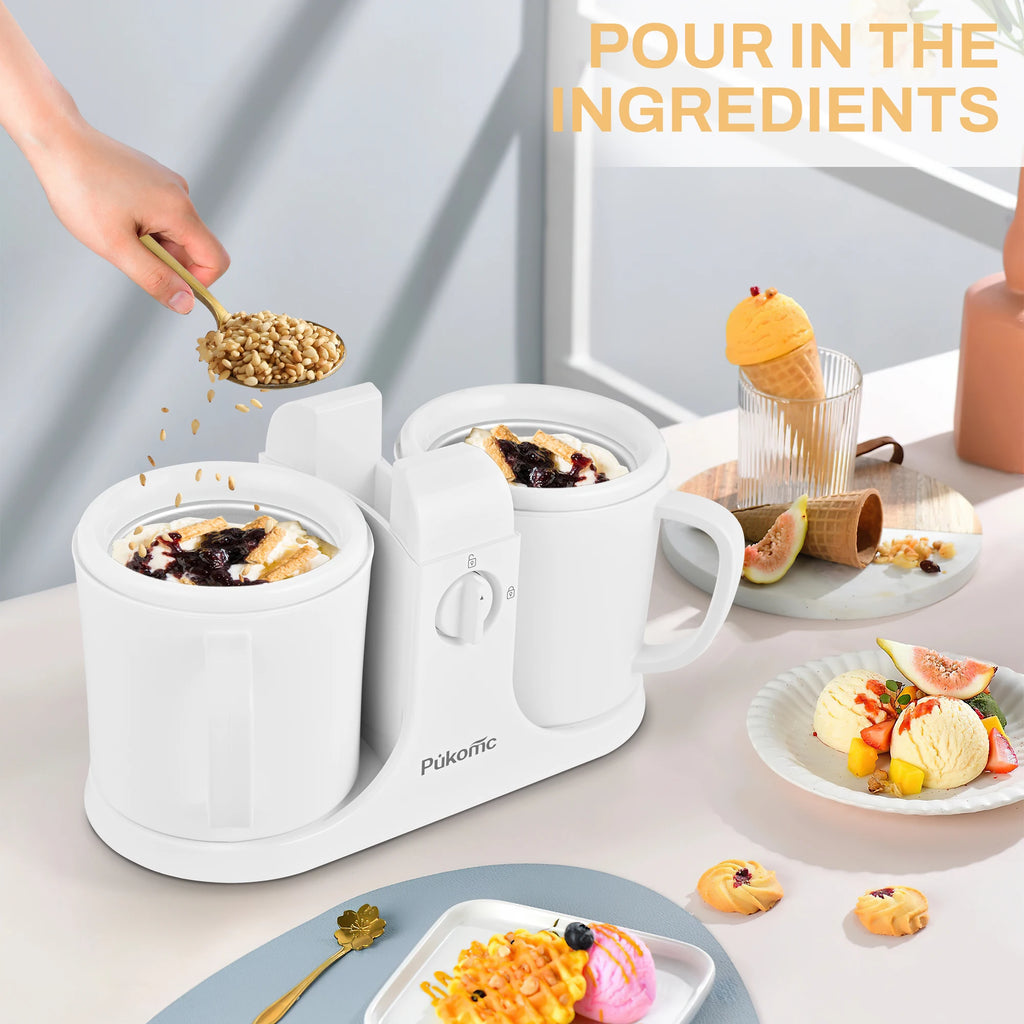 Ice Cream Maker & Popsicle Maker Dual-Cup Design