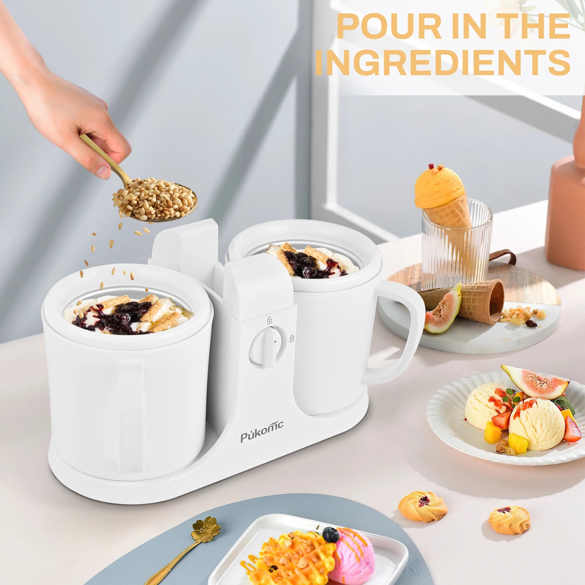 Ice Cream Maker & Popsicle Maker Dual-Cup Design