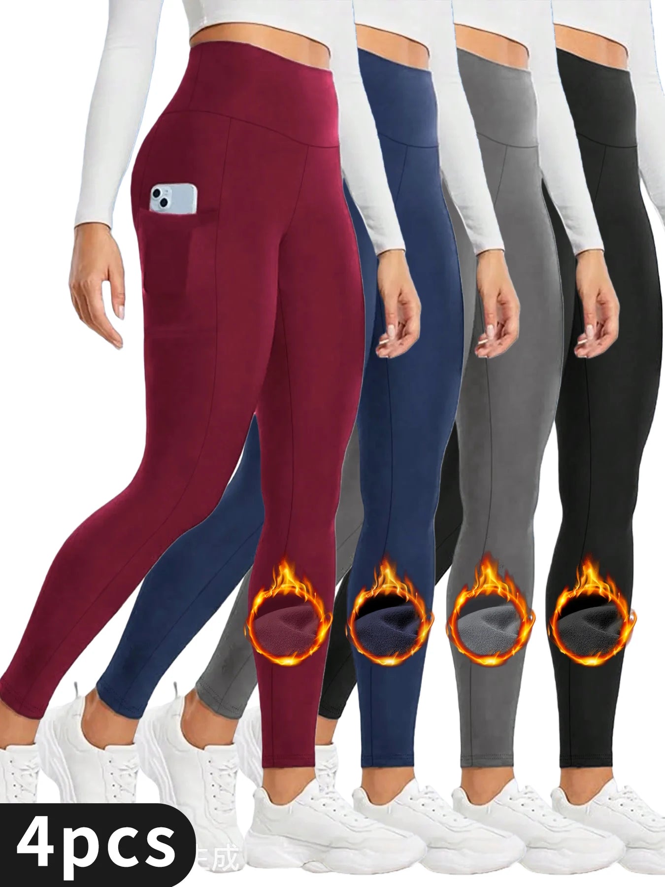 4pcs Sport High Waisted Seamless Leggings