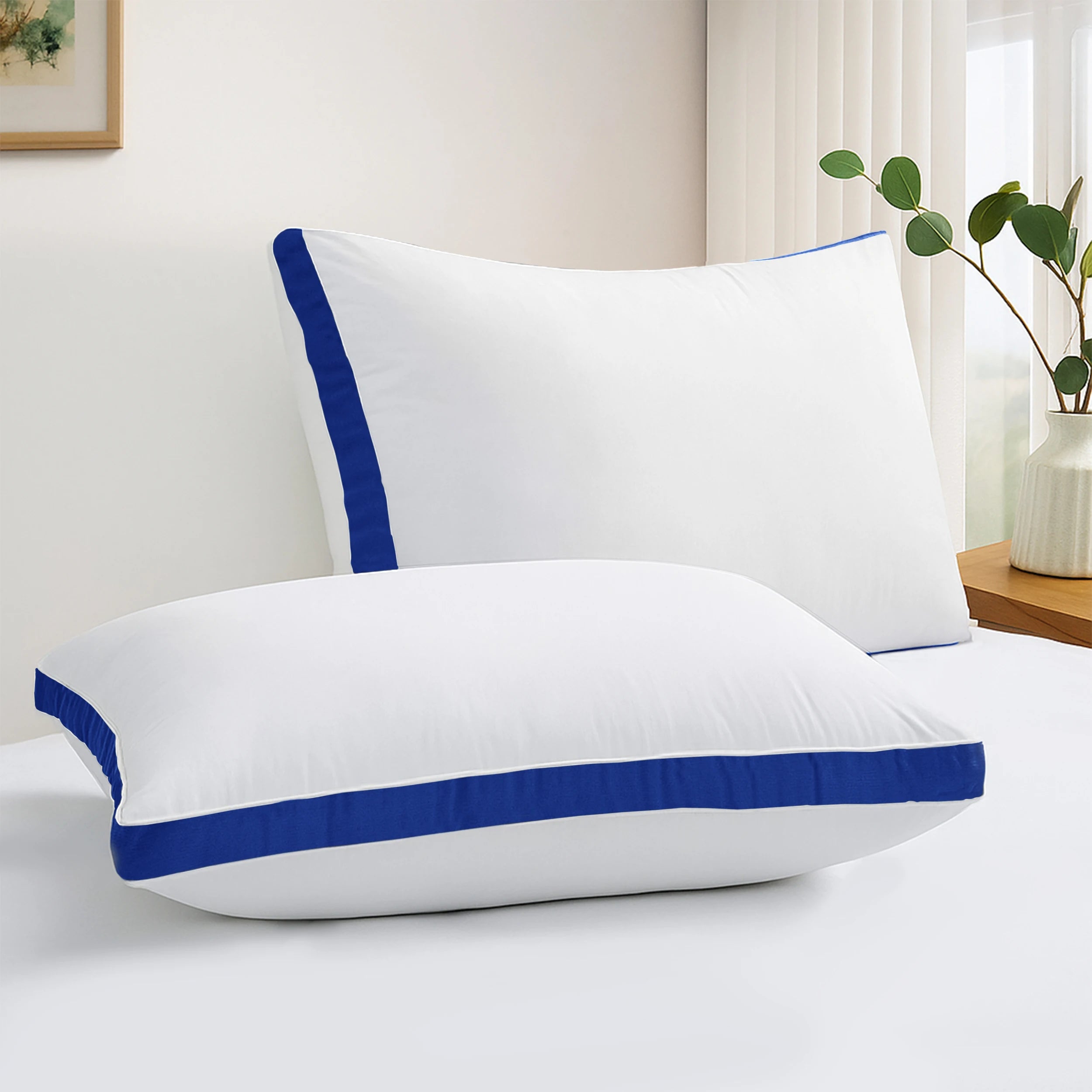Bed Pillows- Set of 2 - Hotel Quality Gusseted Down