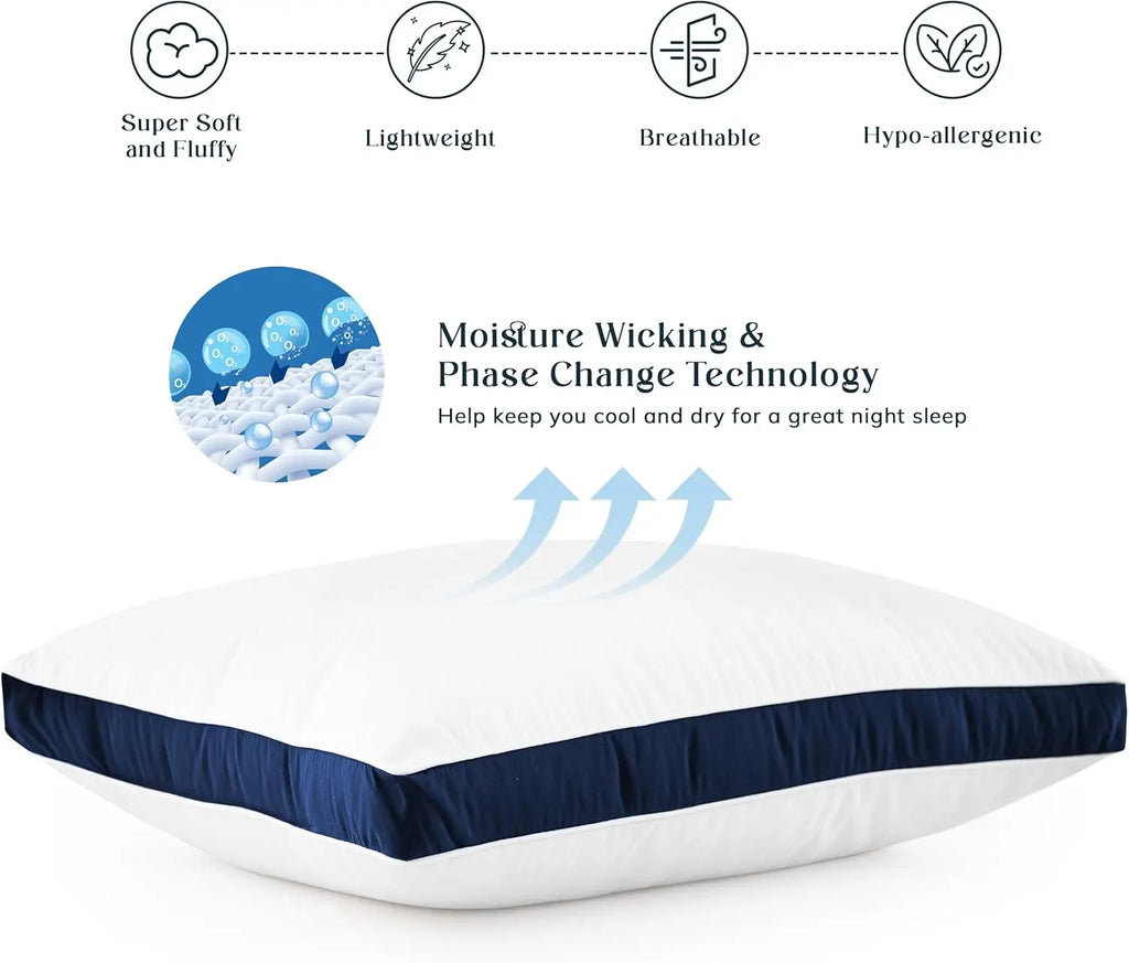 Bed Pillows- Set of 2 - Hotel Quality Gusseted Down