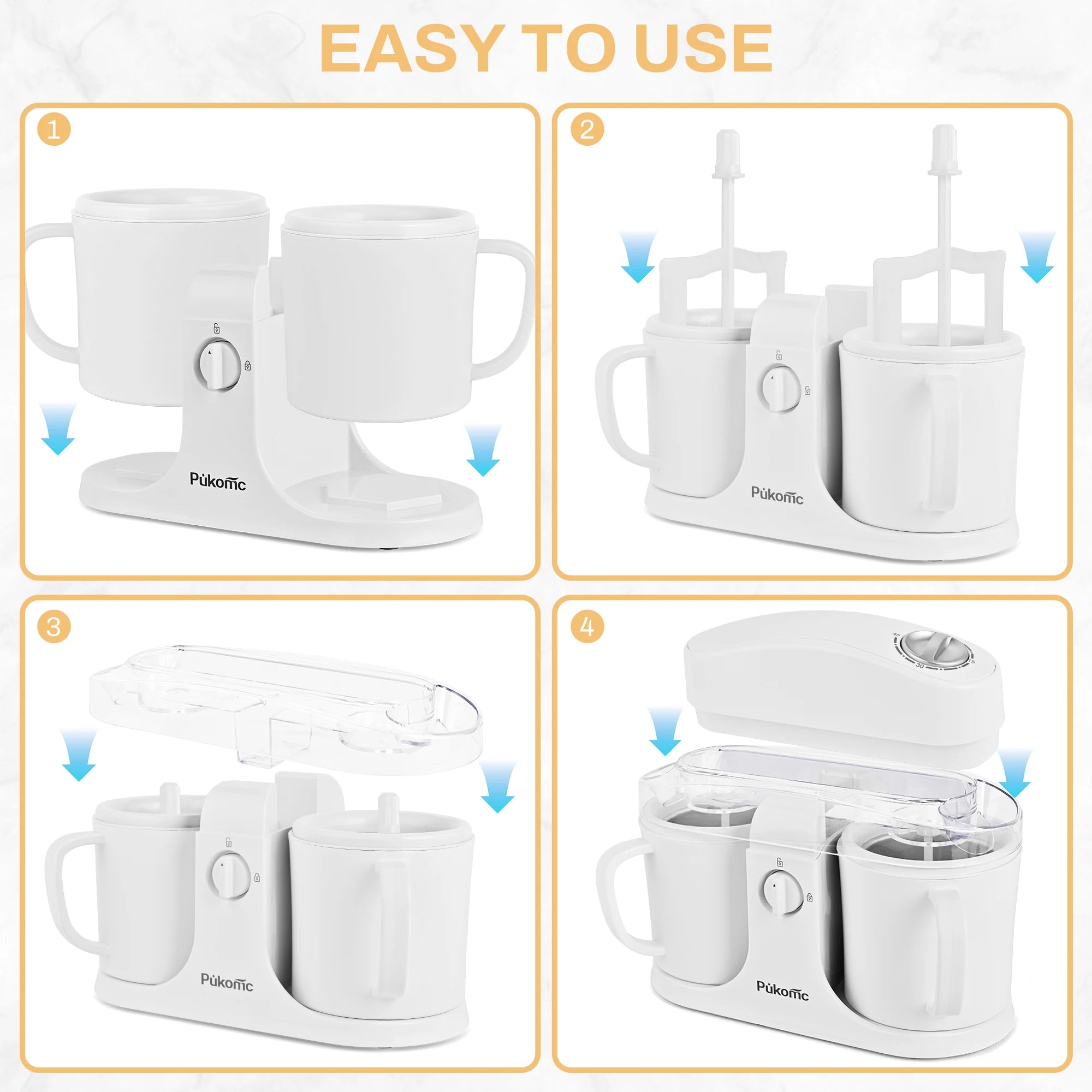 Ice Cream Maker & Popsicle Maker Dual-Cup Design