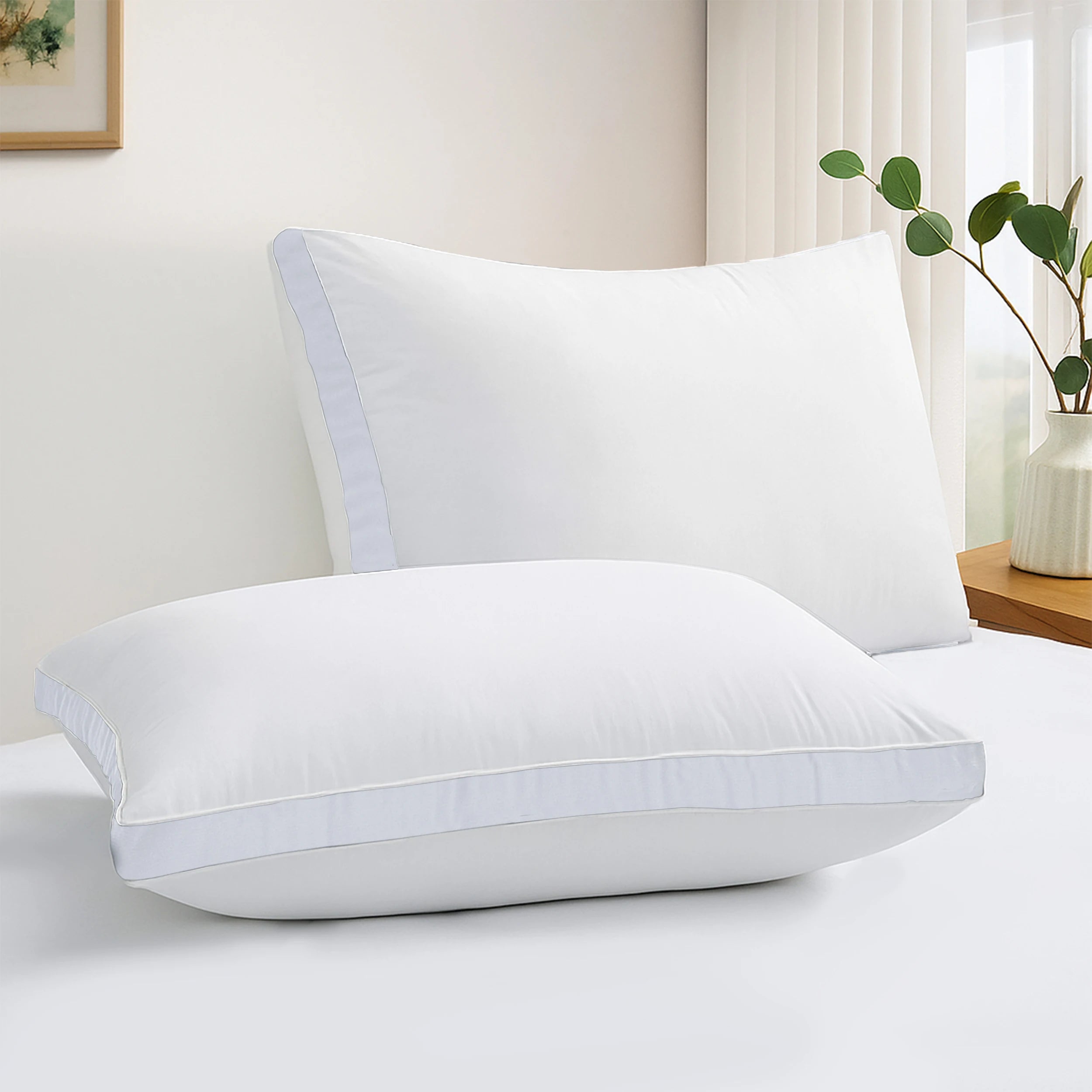 Bed Pillows- Set of 2 - Hotel Quality Gusseted Down