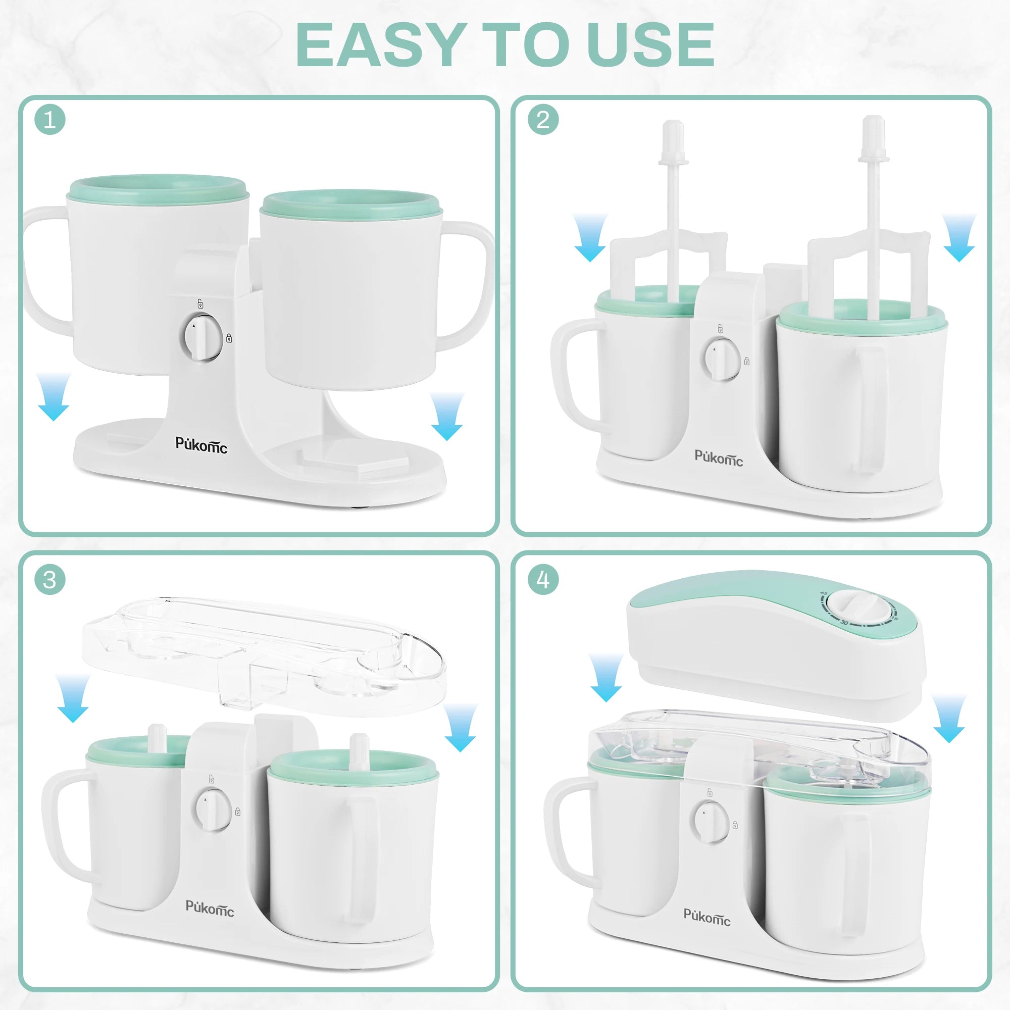 Ice Cream Maker & Popsicle Maker Dual-Cup Design