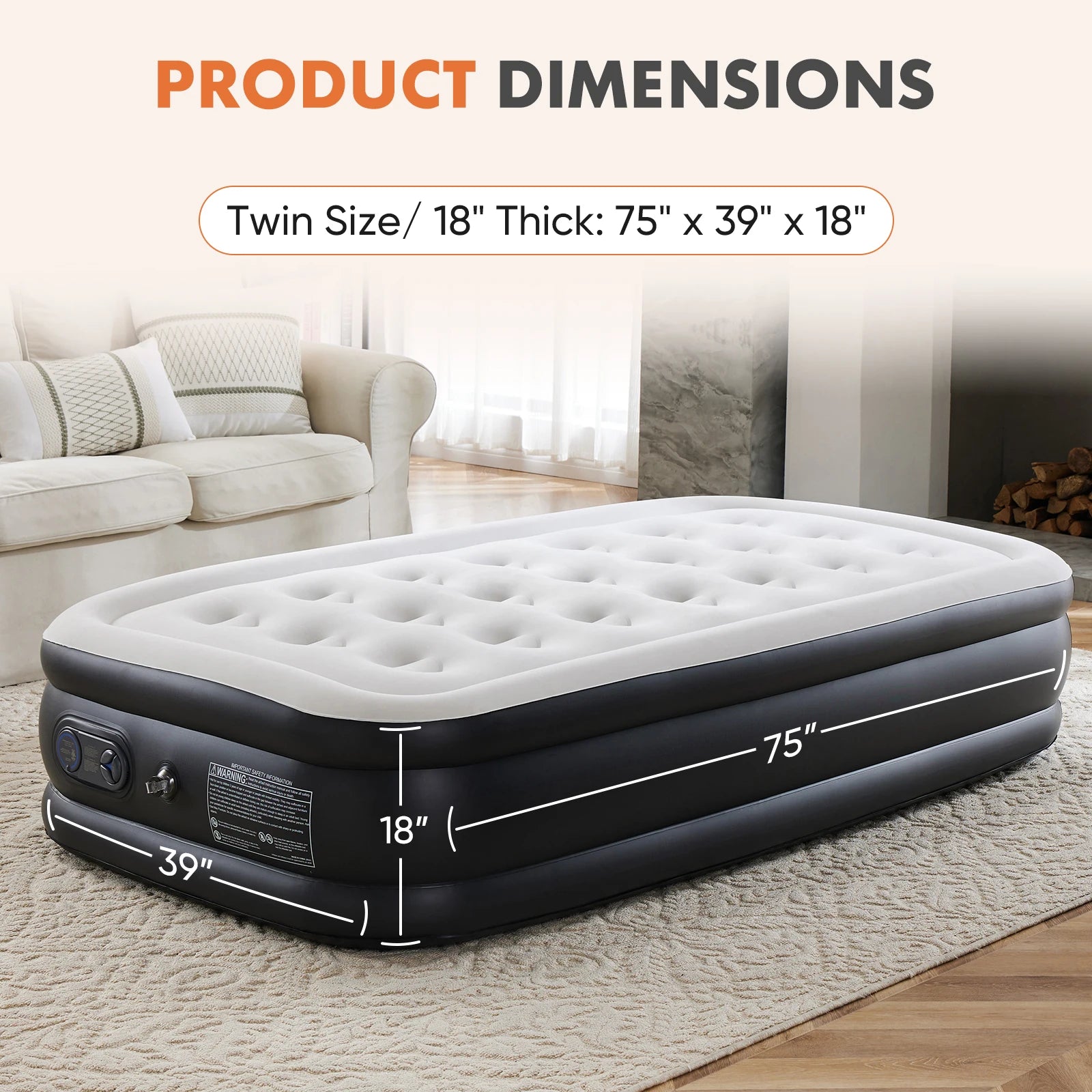 Air Mattress with Built in Pump Weight Capacity 660 lbs Non-Slip Bottom Soft Bed