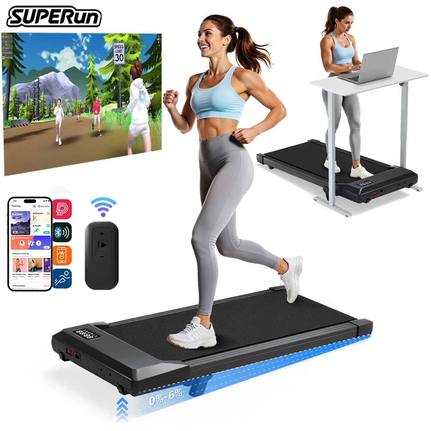 Quiet Walking Pad, Portable, 300LB Exercise Walking Pad