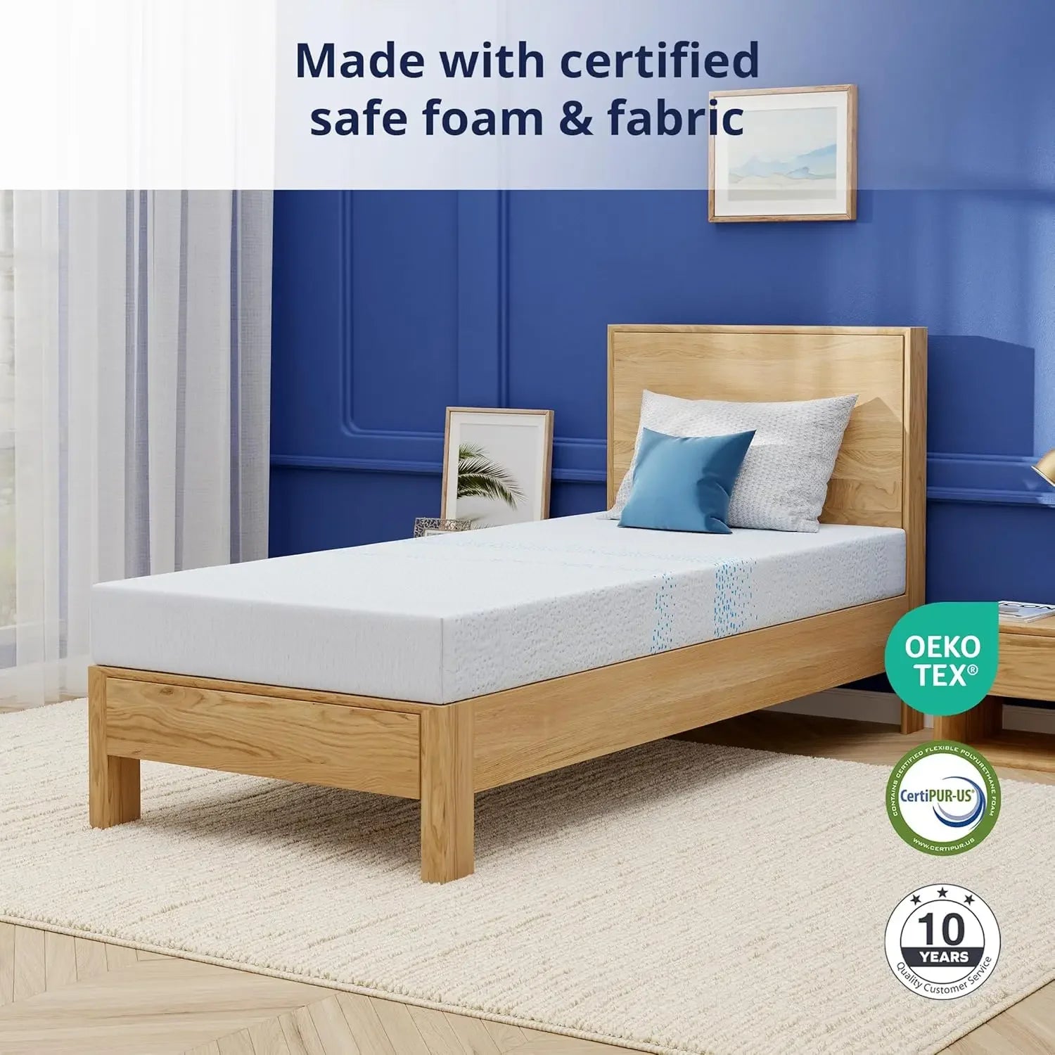 Twin Mattress  Gel Memory Foam, Temperature-Regulating,