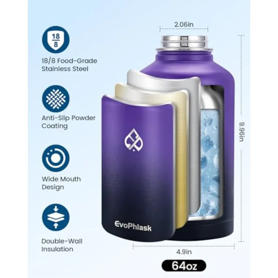 Insulated Water Bottle,  Half Gallon Large Water Jug