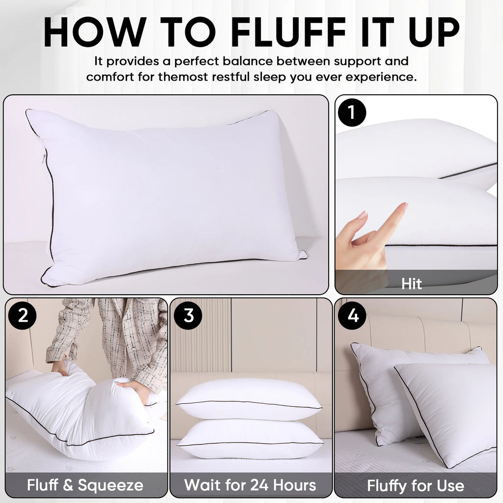 2pcs Hotel Quality Fluffy Pillow, Neck Support Sleep Pillow