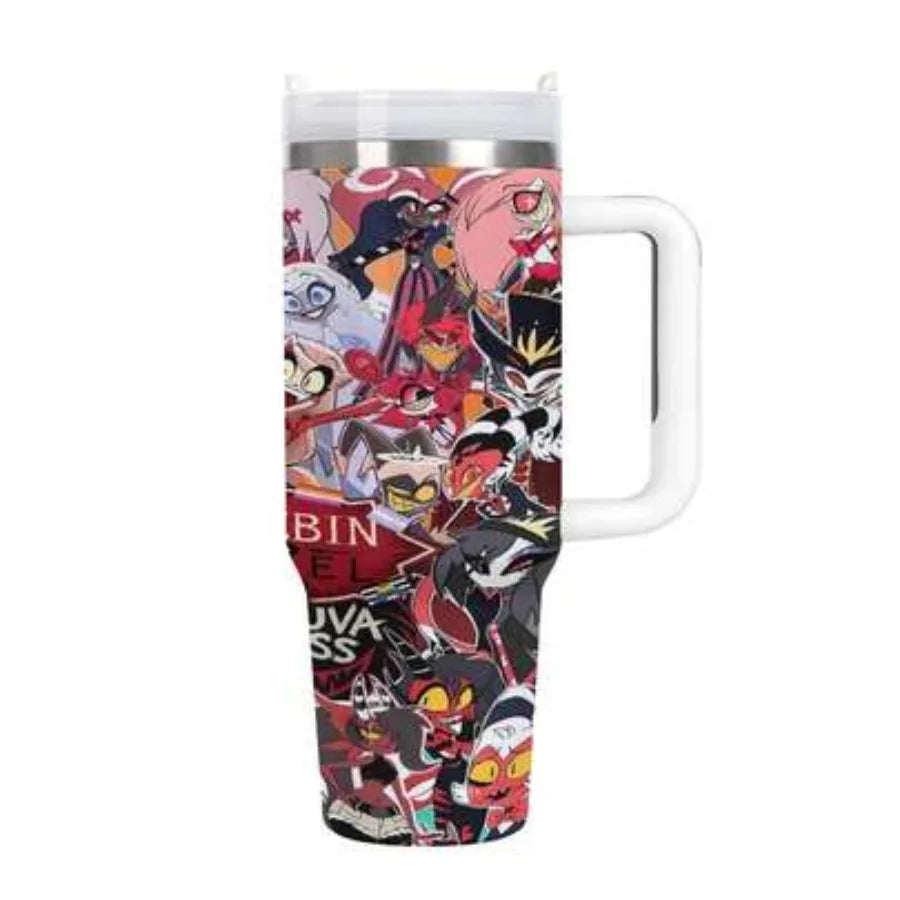 40ozv  Hazbin Insulated Tumbler With Handle And Straw Lid