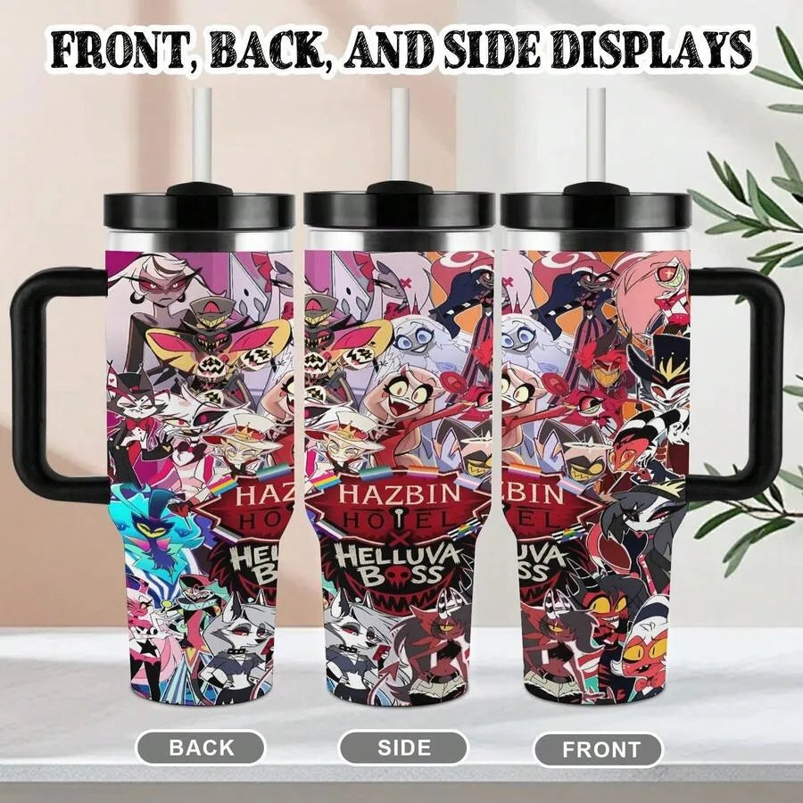 40ozv  Hazbin Insulated Tumbler With Handle And Straw Lid