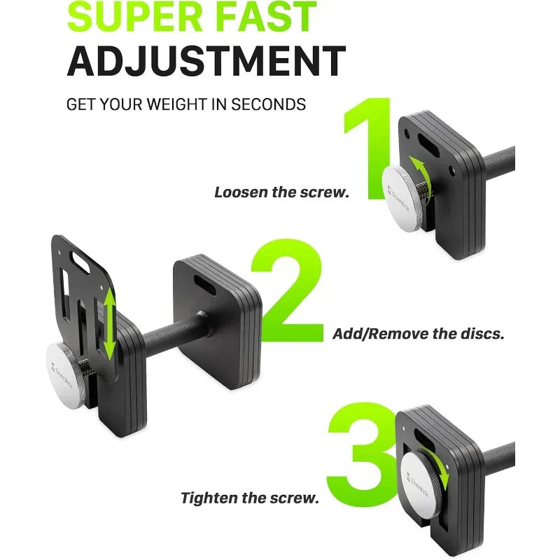 Adjustable Dumbbell Set, 50/80lb, 5lb Increments,