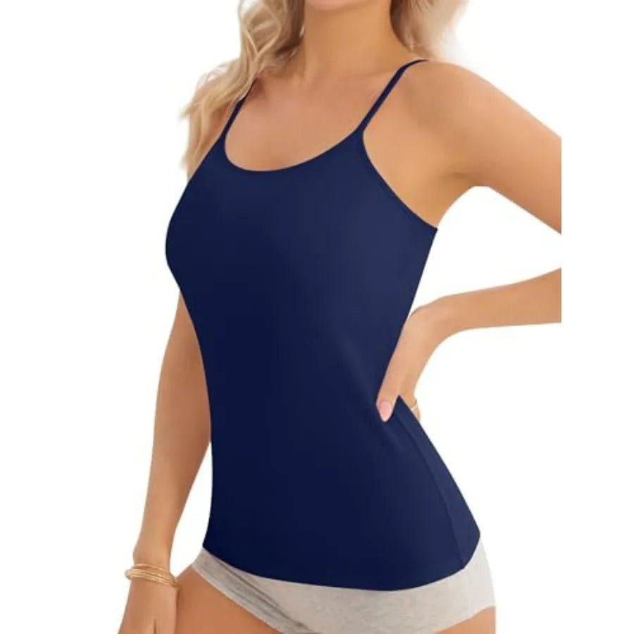 5 Pack Cotton Tank Tops with Built in Bras for Women