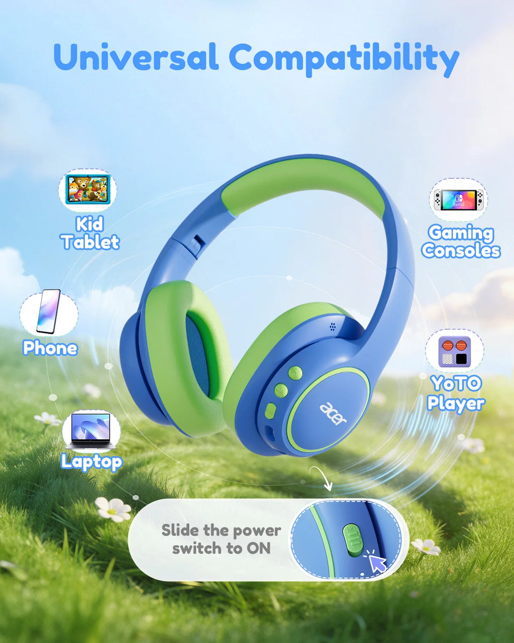 Kids Bluetooth 6.0 Headphones Over Ear Headphone