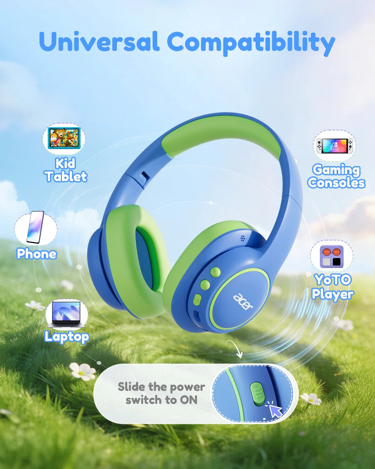Kids Bluetooth 6.0 Headphones Over Ear Headphone