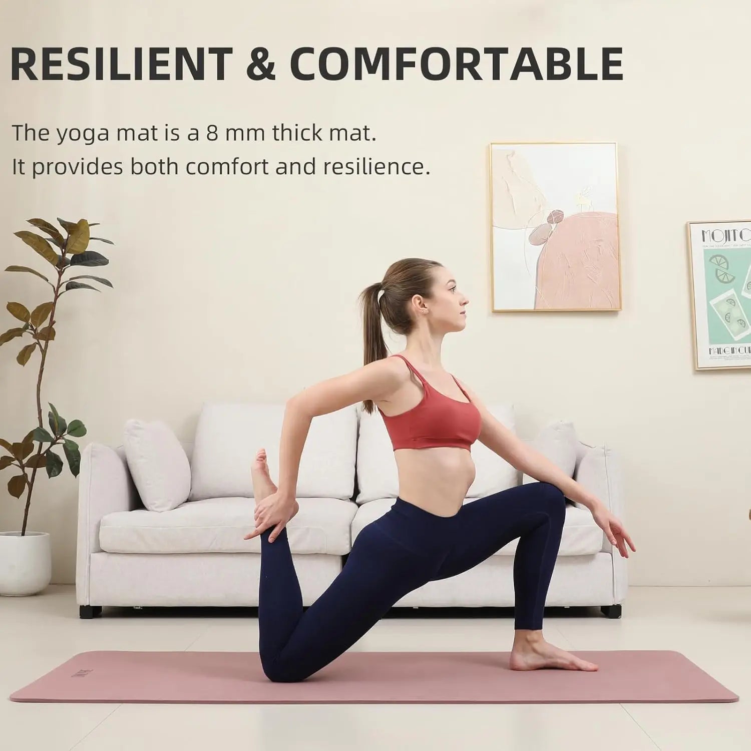 Extra Thick 8mm Yoga Mat, 72x26 inches,