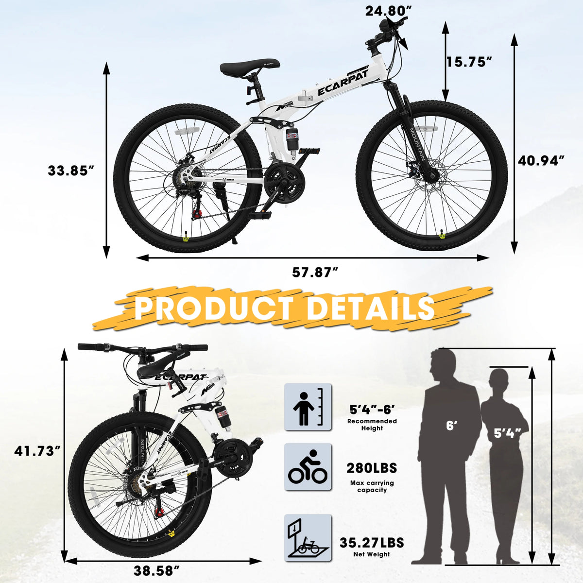 26 Inch Folding Mountain Bike,