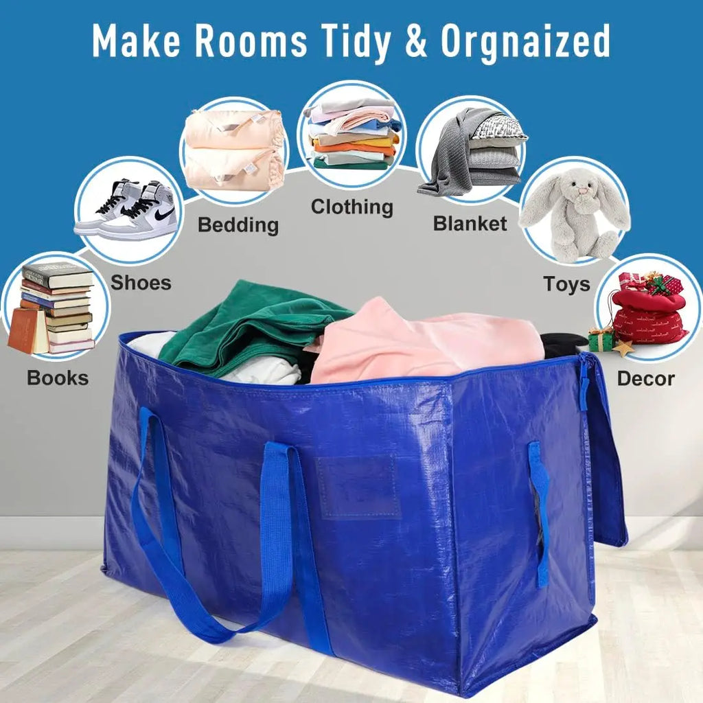 6 Pack Extra Large Moving Bags Heavy Duty with Zippers & Carrying Handles