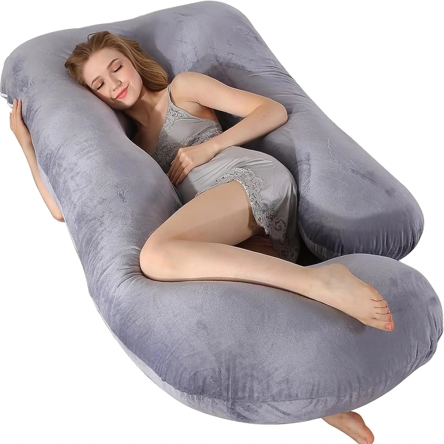 Grey Crystal Velvet G Type Full Body Pillow