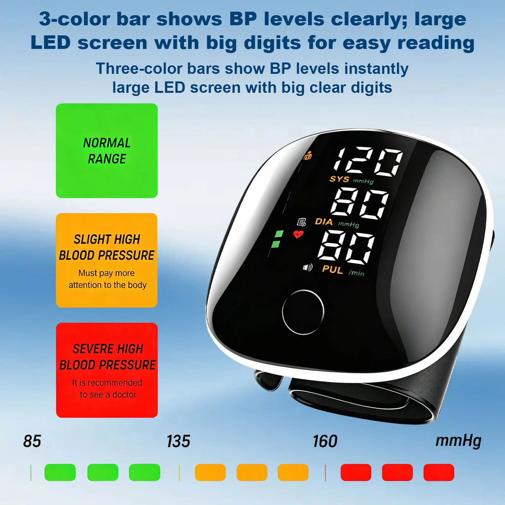 Rechargeable Wrist Blood Pressure Monitor for Home Use, Digital BP Machine with LED Backlit Display, Voice Broadcast, 240 Memory Storage, Built-In Heart Rate Detection & Portable Storage Case