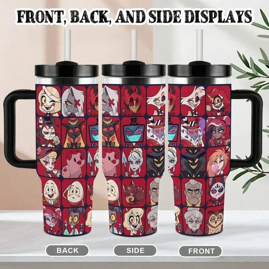 40oz  Hazbin Hotel Insulated Tumbler With Handle And Straw Lid