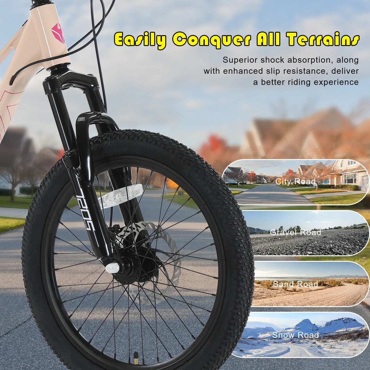 20 Inch City Bike, 7-Speed Commute Bicycle for Teens & Adults