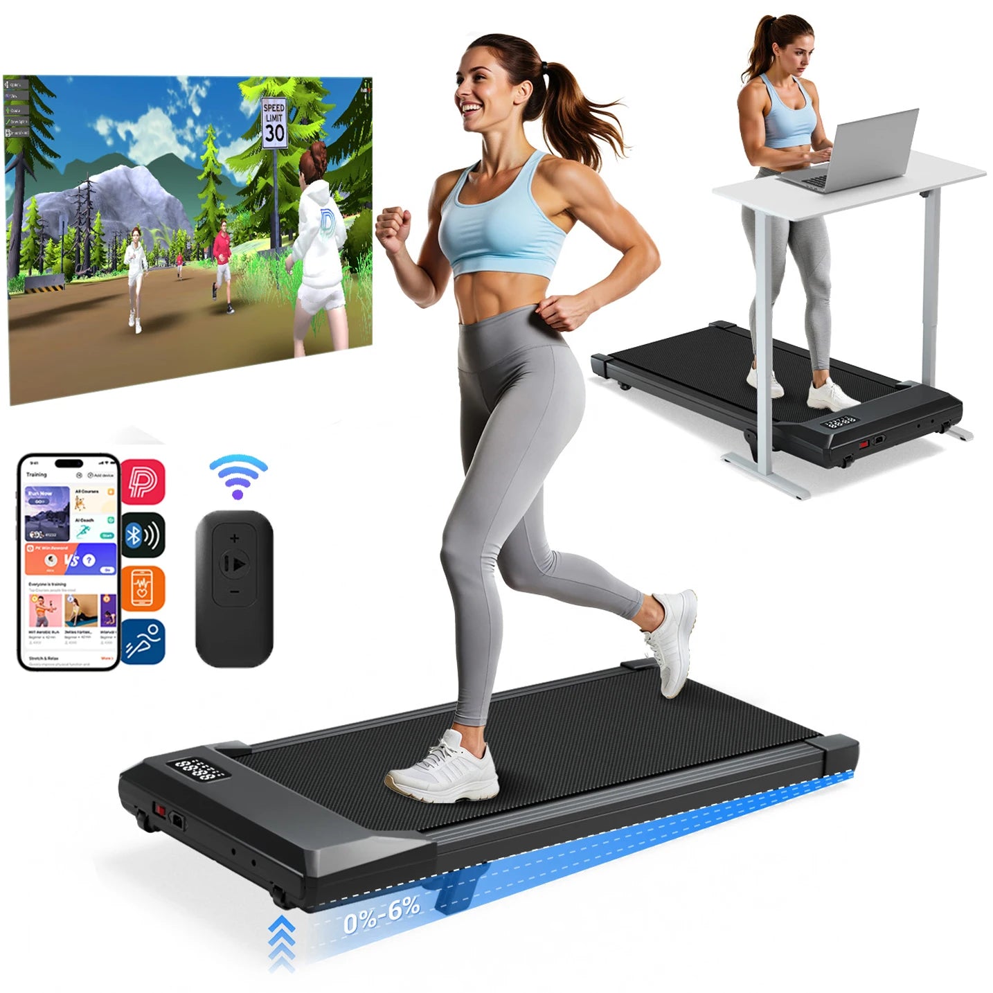 Quiet Walking Pad, Portable, 300LB Exercise Walking Pad