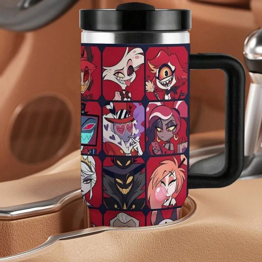 40oz  Hazbin Hotel Insulated Tumbler With Handle And Straw Lid