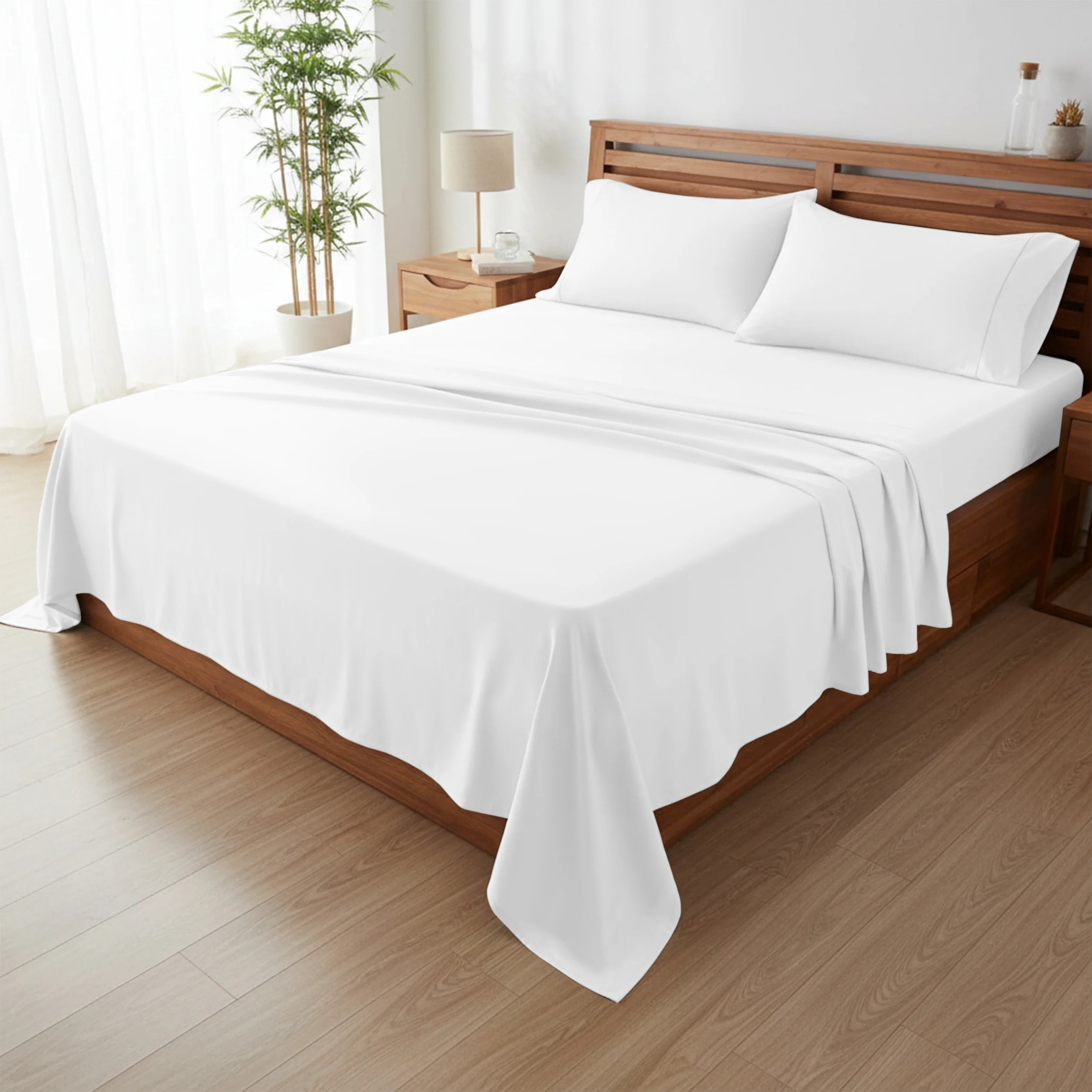 3/4 Pieces Bamboo Blend Sheet - Polyester & Bamboo Viscose Cooling Bed Sheets,