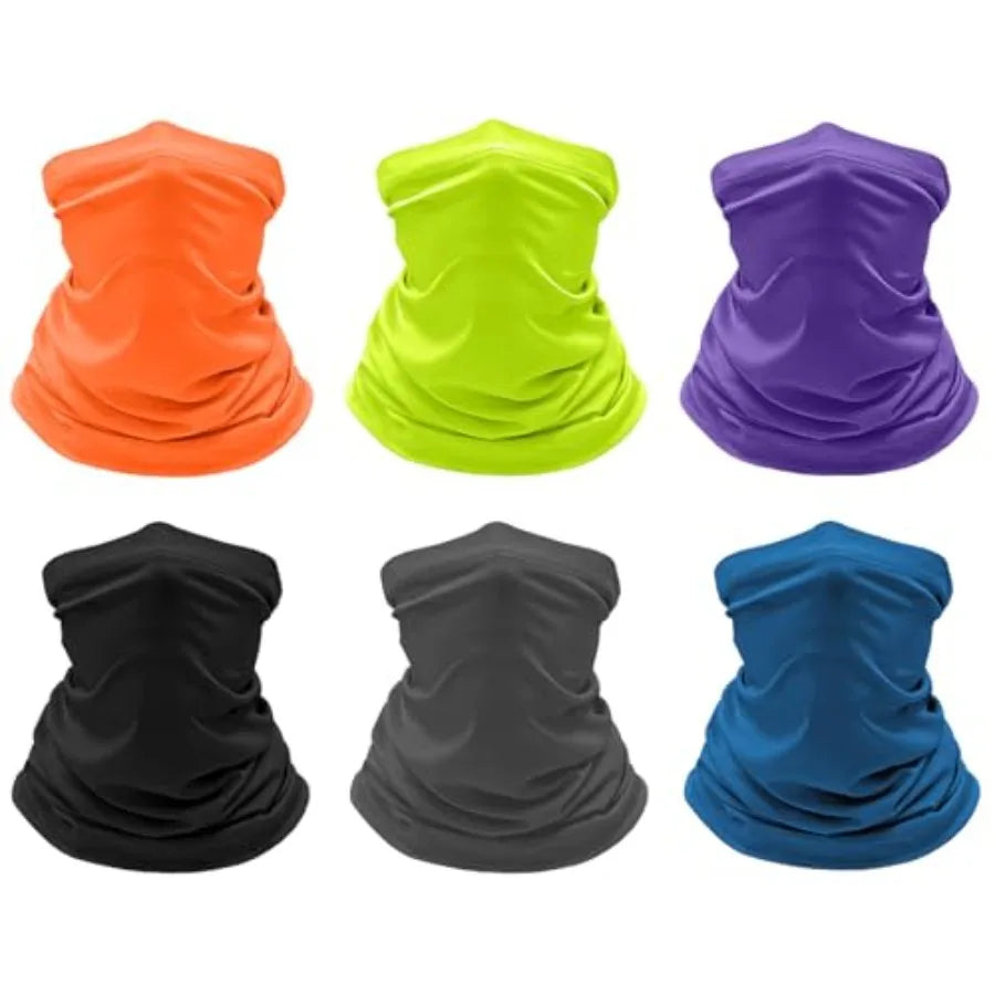 6 Pack Cooling Neck Gaiter Face Cover Mask Summer Breathable Dust UV Bandana Scarf for Men Women Fishing Running Cycling
