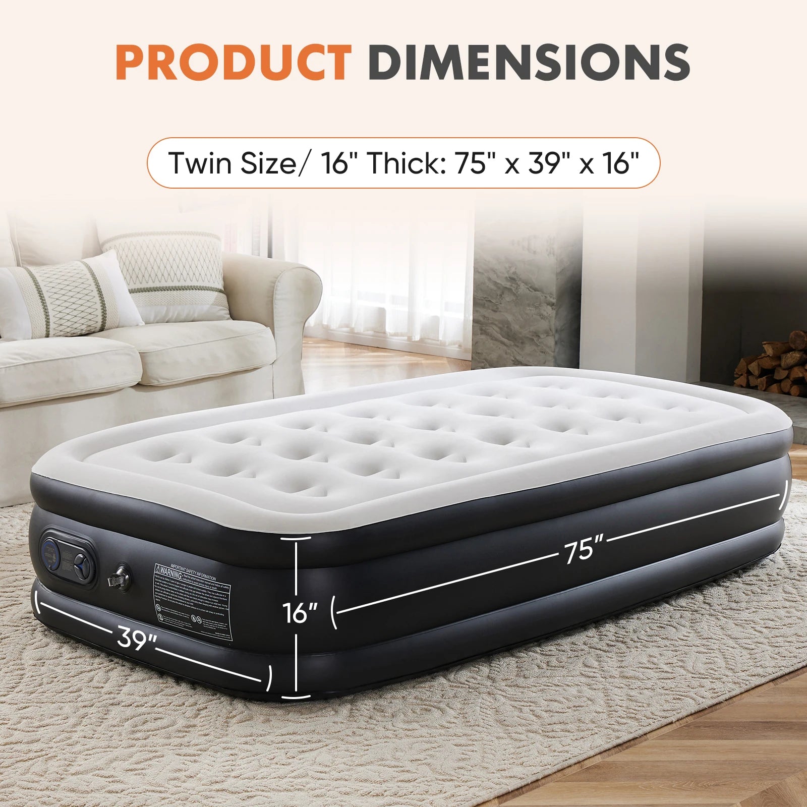 Air Mattress with Built in Pump Weight Capacity 660 lbs Non-Slip Bottom Soft Bed