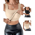 Womens U Neck Shapewear Built-in Bra Tank High