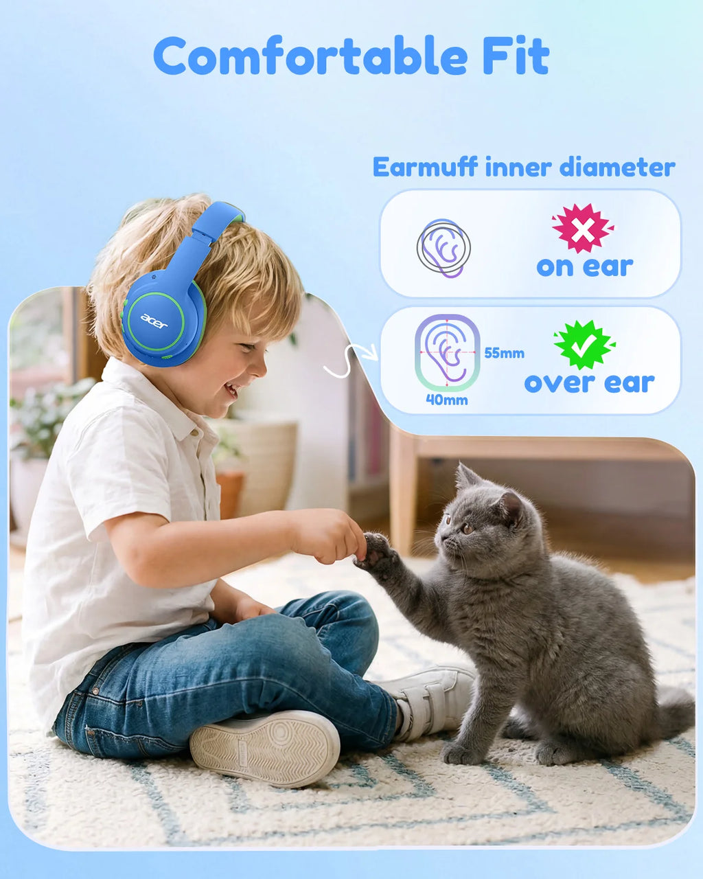 Kids Bluetooth 6.0 Headphones Over Ear Headphone