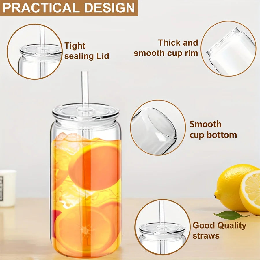 25 Pack Mason Jar Style 16oz Reusable Tumbler with Leak-Proof Lids & Straws