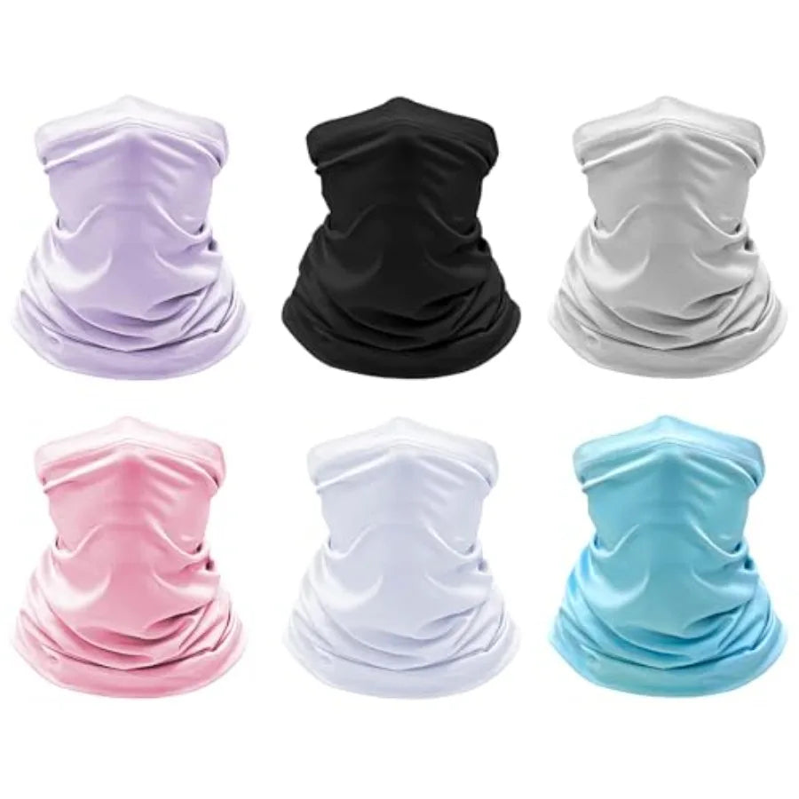 6 Pack Cooling Neck Gaiter Face Cover Mask Summer Breathable Dust UV Bandana Scarf for Men Women Fishing Running Cycling