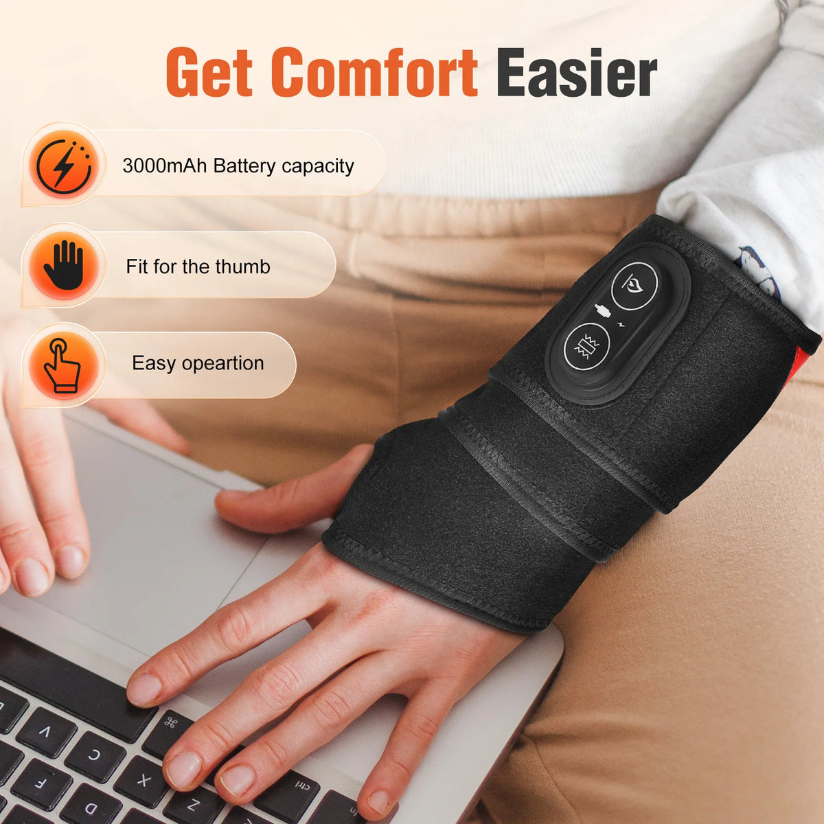 Red Light Vibration Heating Wrap Versatile Heating Pad Wrap for Knee, Elbow, Wrist, Ankle, Body