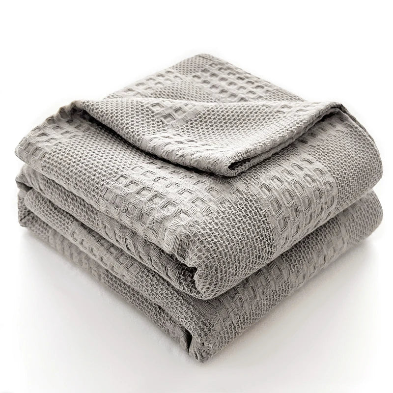 100% Cotton Throw  Breathable Waffle Blanket