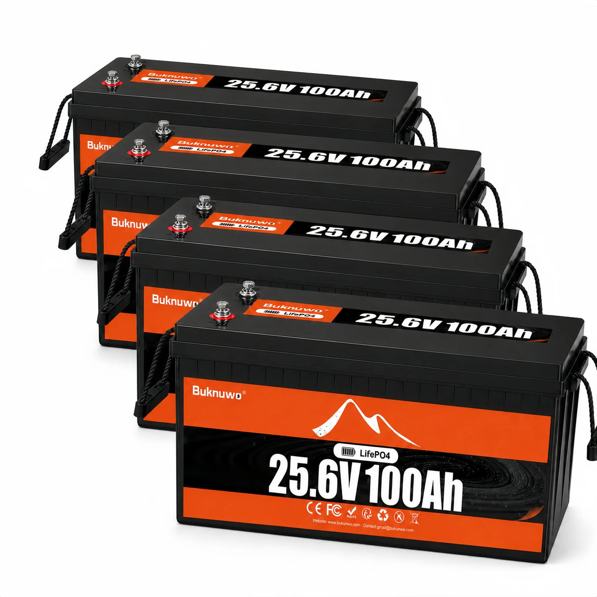 Buknuwo 24V 100Ah Bluetooth And Non-Bluetooth LiFePO4 Lithium Battery,