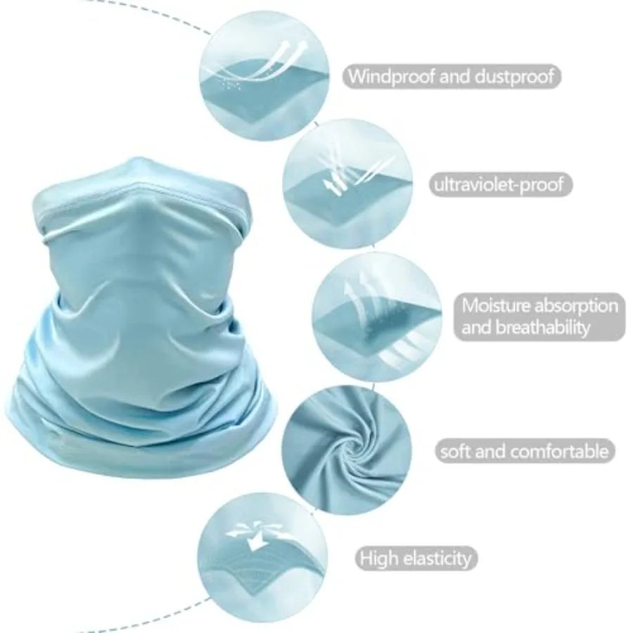 6 Pack Cooling Neck Gaiter Face Cover Mask Summer Breathable Dust UV Bandana Scarf for Men Women Fishing Running Cycling
