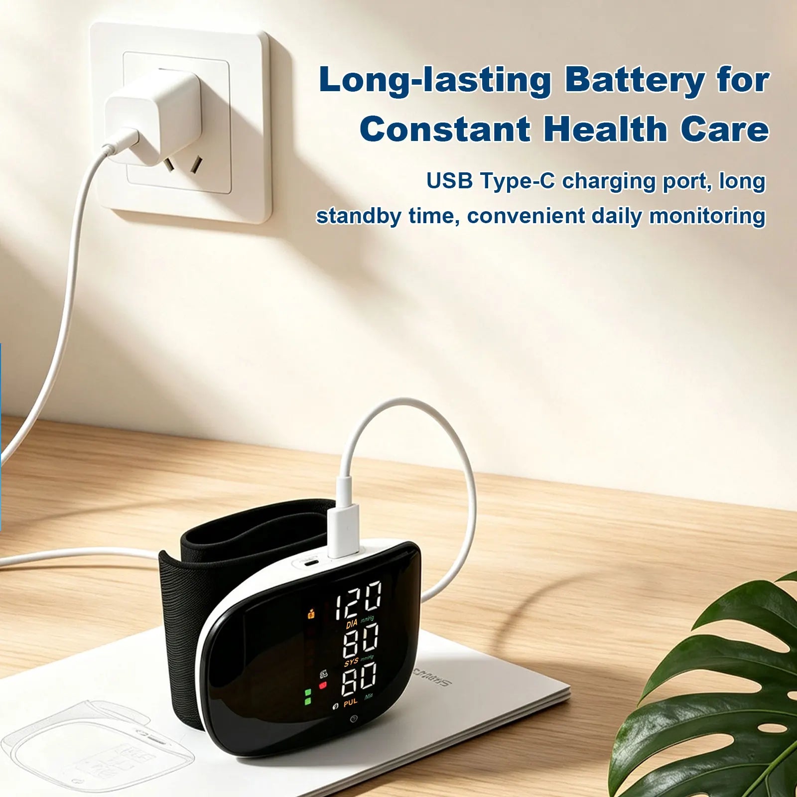 Rechargeable Wrist Blood Pressure Monitor for Home Use, Digital BP Machine with LED Backlit Display, Voice Broadcast, 240 Memory Storage, Built-In Heart Rate Detection & Portable Storage Case