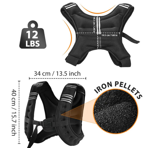 12lb Weight Vest with Reflective Stripe