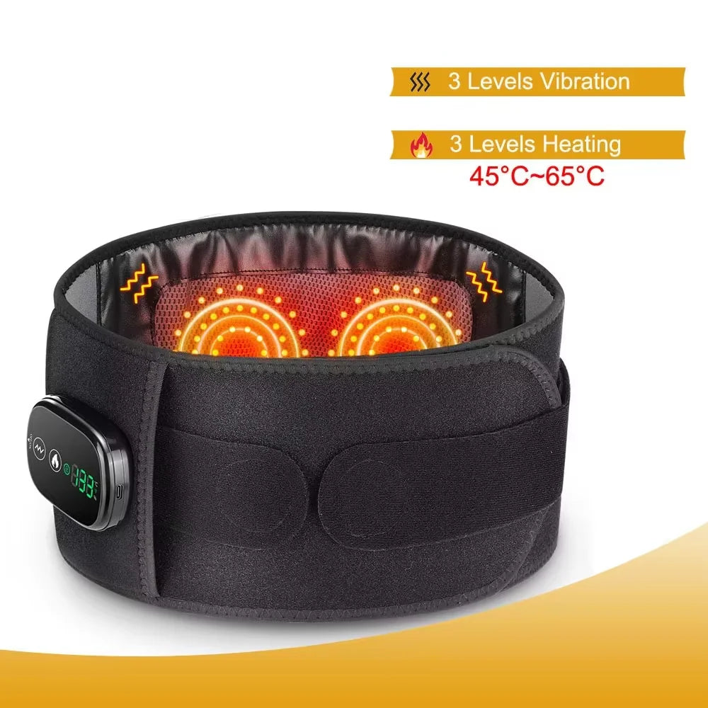 Cordless Heated Waist Massager with Vibration Compression Rechargeable Lumbar Support Belt Posture Adjuster for Men Women Gift