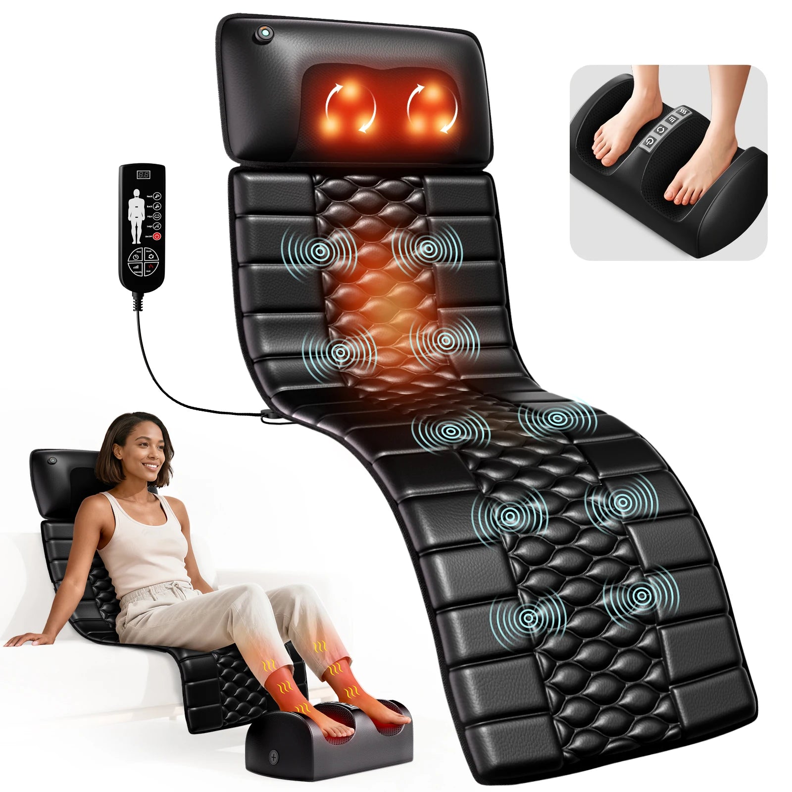 Full Body Massage Mat with Heat, 10 Vibrating Motors,
